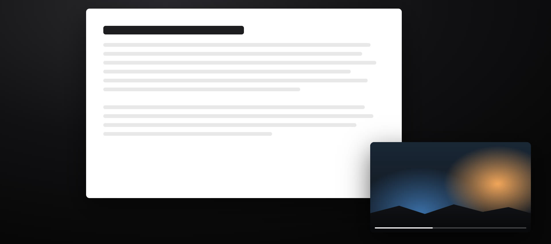 A video floating over a document window on the desktop